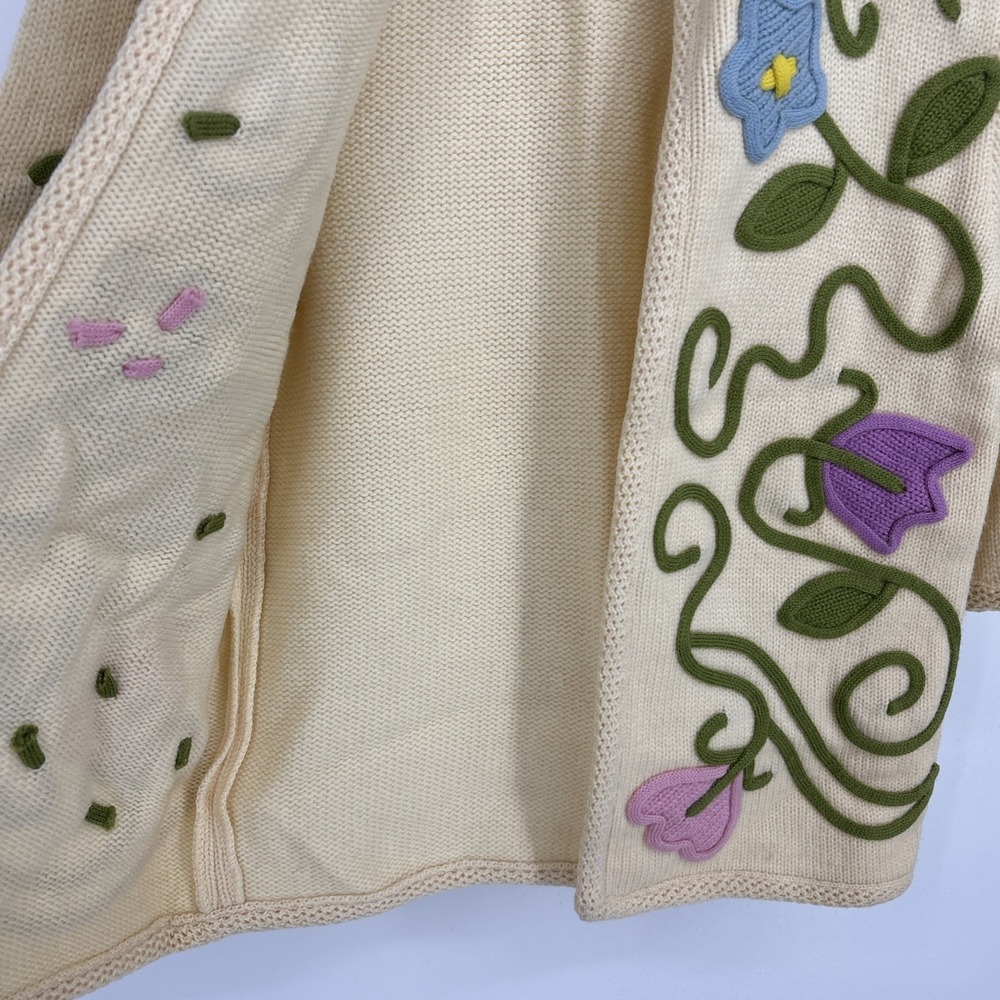 ETHEL OF BEVERLY‎ HILLS Vintage Tulip Floral Embellished Knit Cardigan Sweater - Picture 11 of 12